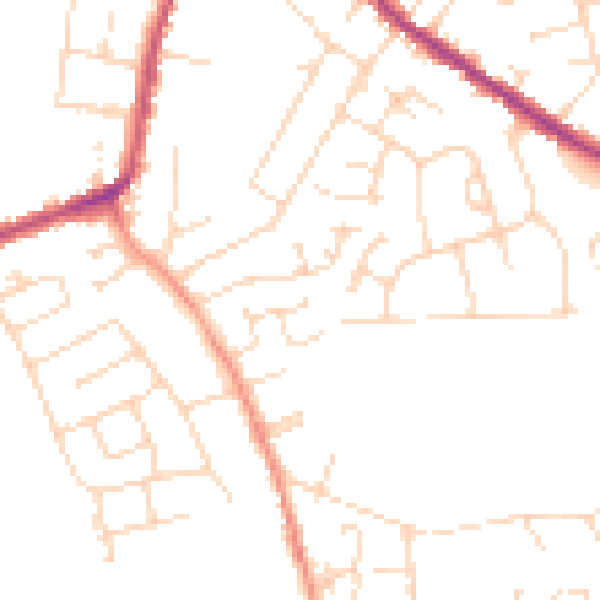 Daytime road noise heatmap for DE55 4DN