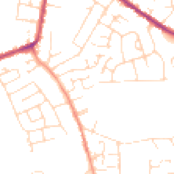 Daytime road noise heatmap for DE55 4DQ