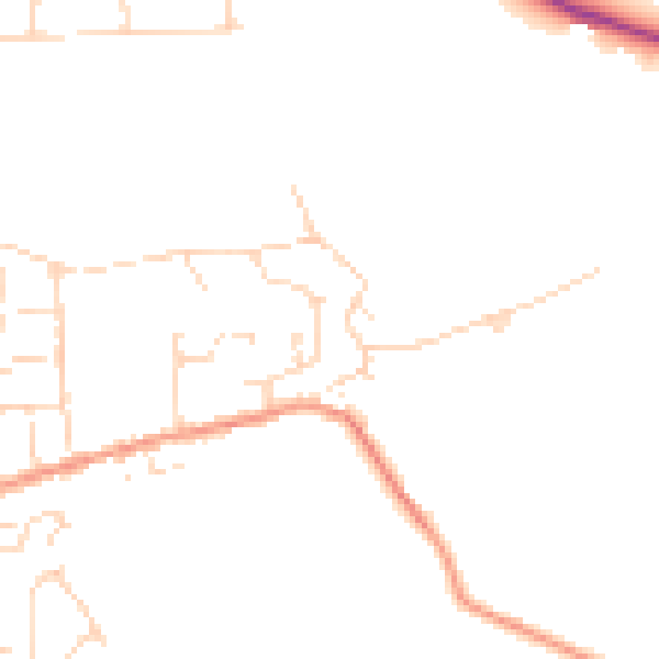 Daytime road noise heatmap for DE55 4EB