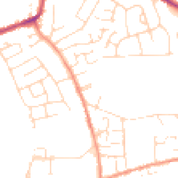 Daytime road noise heatmap for DE55 4EZ