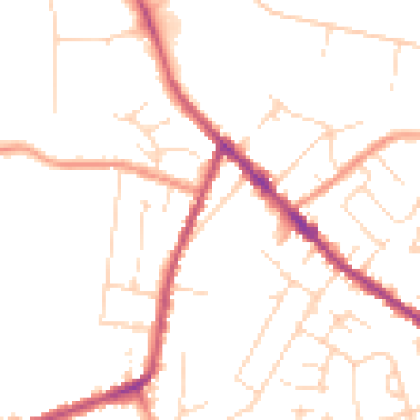 Daytime road noise heatmap for DE55 4HA