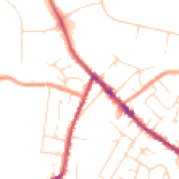 Daytime road noise heatmap for DE55 4HD