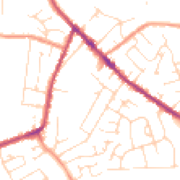 Daytime road noise heatmap for DE55 4HP