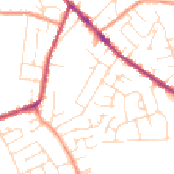 Daytime road noise heatmap for DE55 4JD