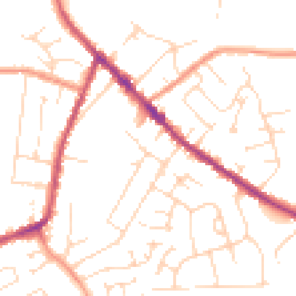 Daytime road noise heatmap for DE55 4JE