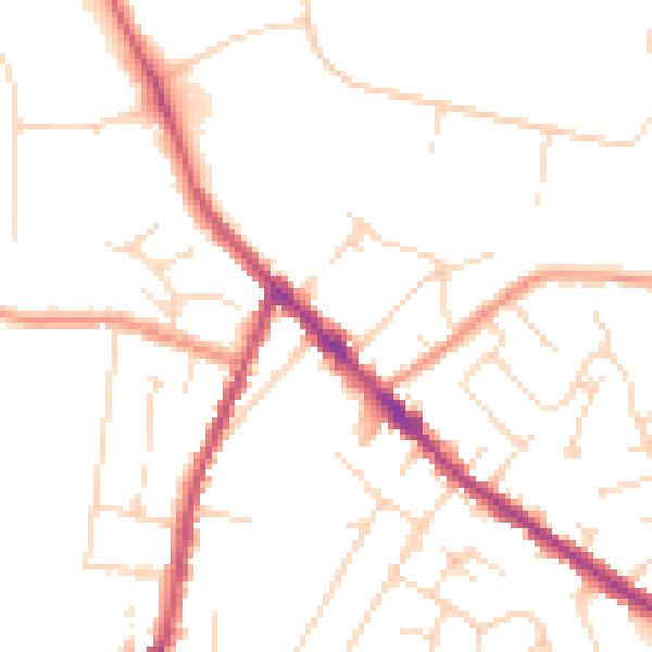 Daytime road noise heatmap for DE55 4JG