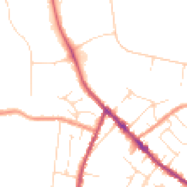 Daytime road noise heatmap for DE55 4JH