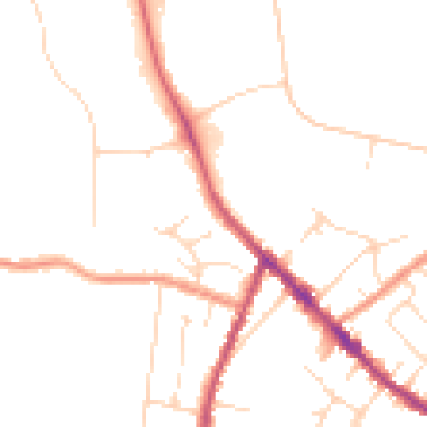 Daytime road noise heatmap for DE55 4JJ