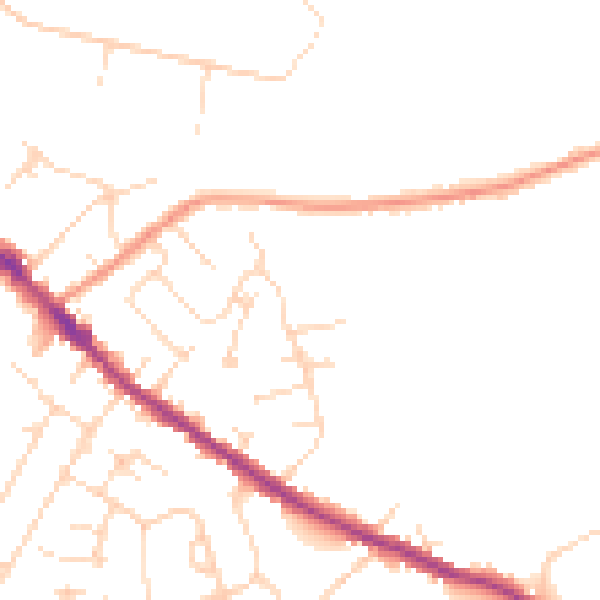 Daytime road noise heatmap for DE55 4JP