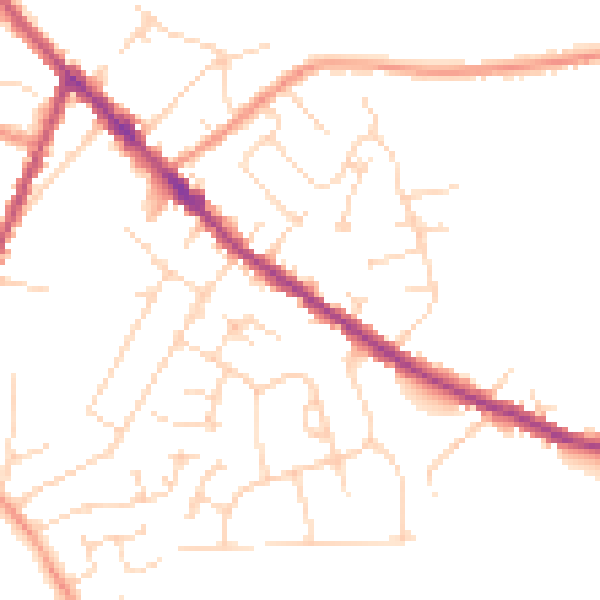 Daytime road noise heatmap for DE55 4JS