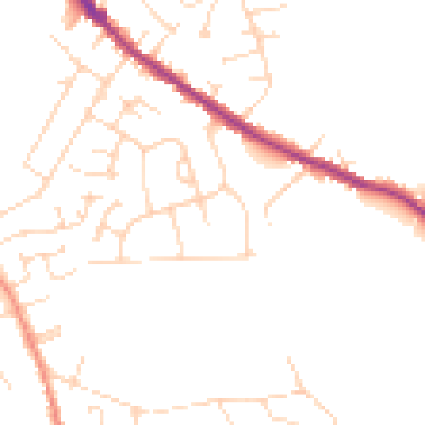 Daytime road noise heatmap for DE55 4LE