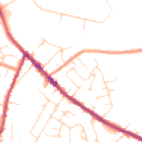 Daytime road noise heatmap for DE55 4LJ