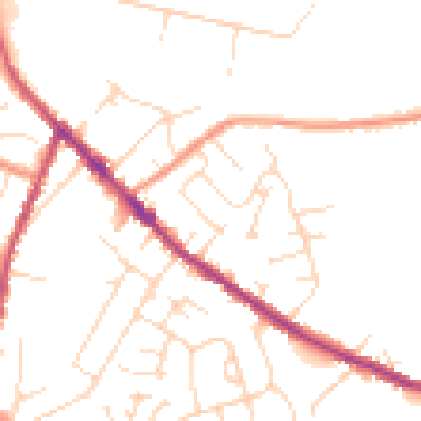 Daytime road noise heatmap for DE55 4LN