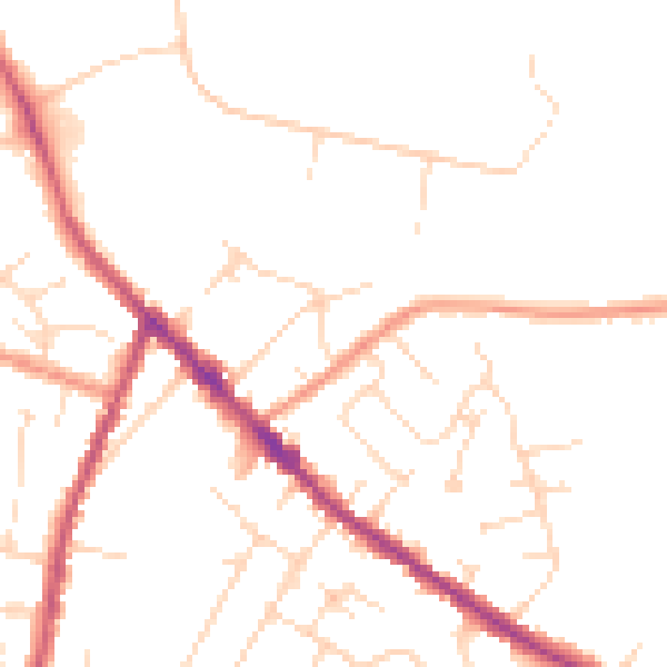 Daytime road noise heatmap for DE55 4LX