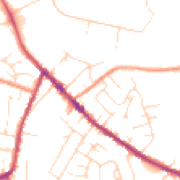 Daytime road noise heatmap for DE55 4LZ