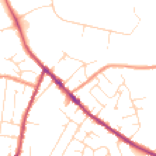 Daytime road noise heatmap for DE55 4NA