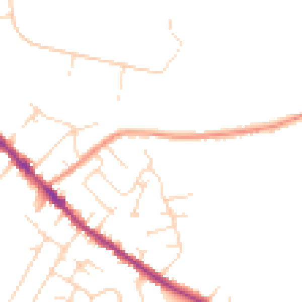 Daytime road noise heatmap for DE55 4NP