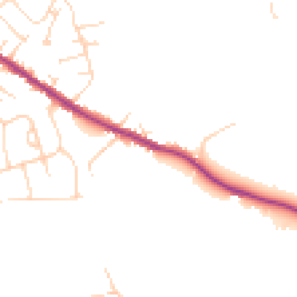 Daytime road noise heatmap for DE55 4NQ