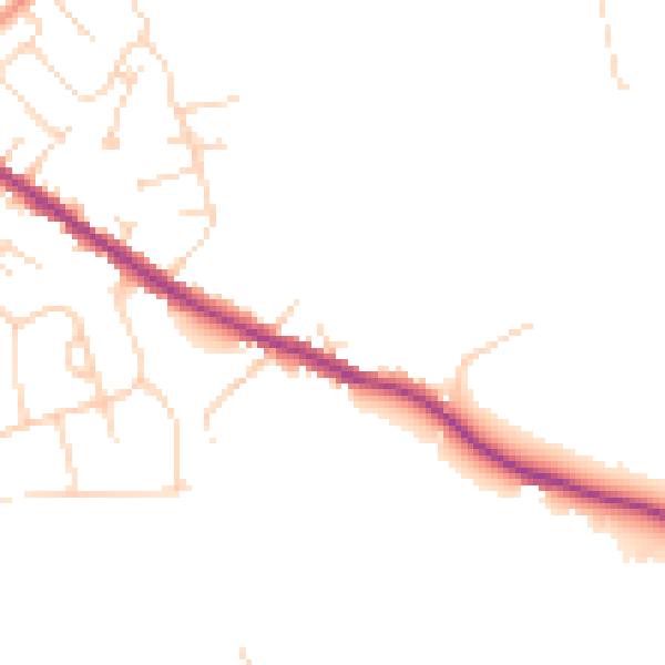 Daytime road noise heatmap for DE55 4NR