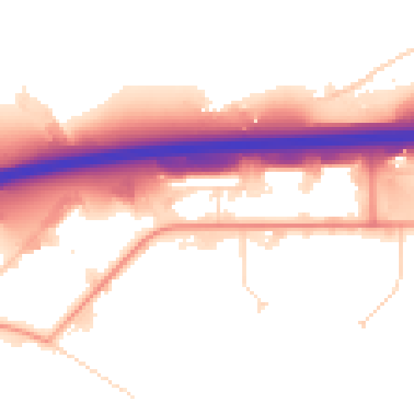 Daytime road noise heatmap for DE55 4QX