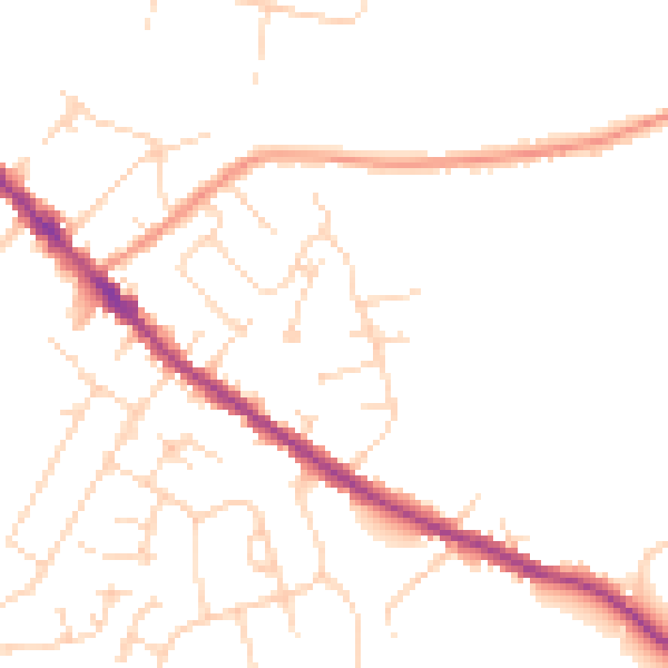 Daytime road noise heatmap for DE55 4TG
