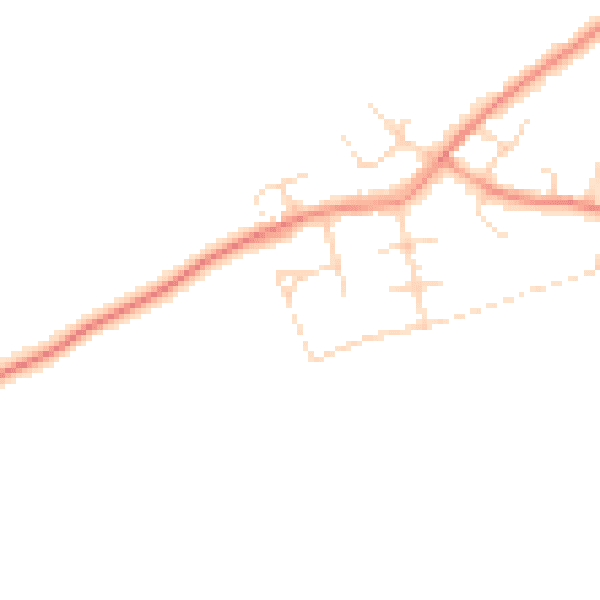 Daytime road noise heatmap for DE55 5JQ