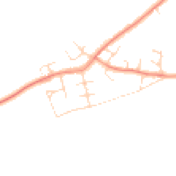 Daytime road noise heatmap for DE55 5JS