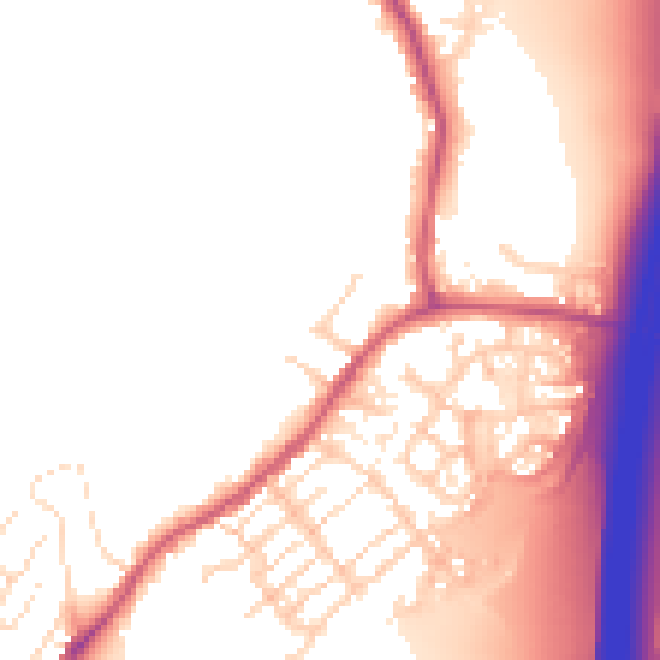 Daytime road noise heatmap for DE55 5PT
