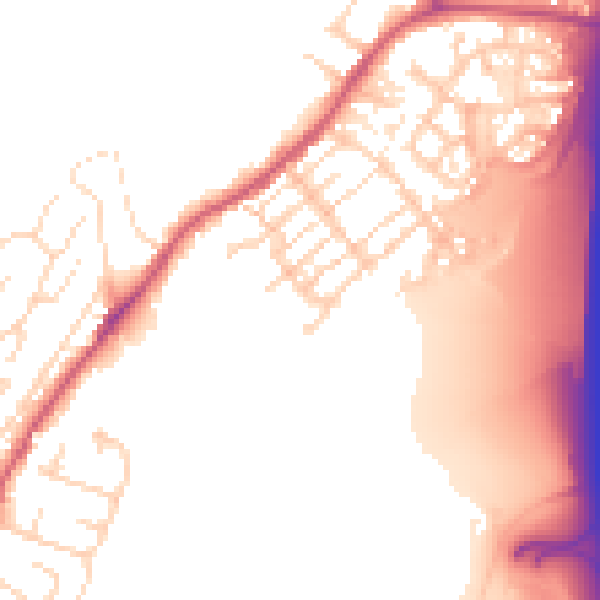Daytime road noise heatmap for DE55 5QD