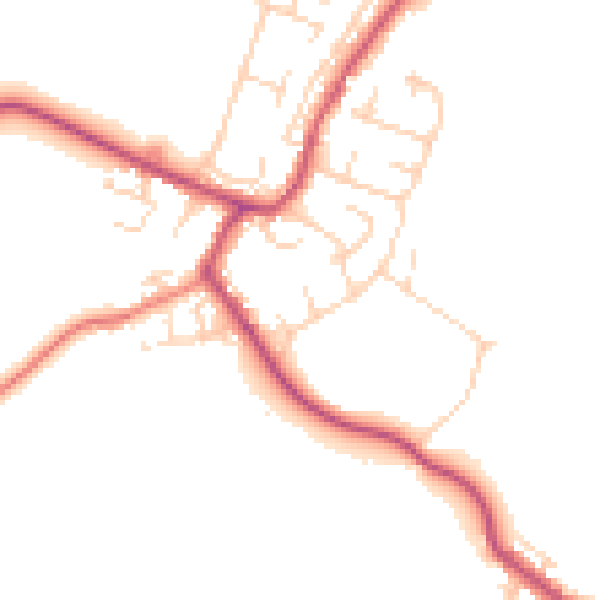 Daytime road noise heatmap for DE55 5QW