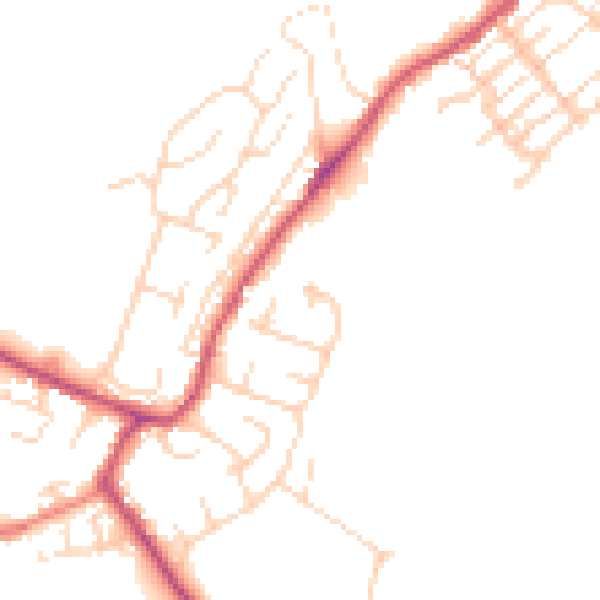 Daytime road noise heatmap for DE55 5QY