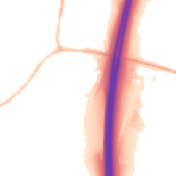 Night-time road noise heatmap for DE55 5RB