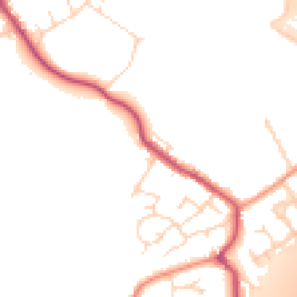 Daytime road noise heatmap for DE55 5TF