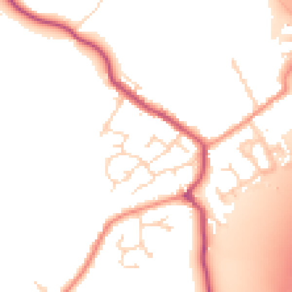 Daytime road noise heatmap for DE55 5TU