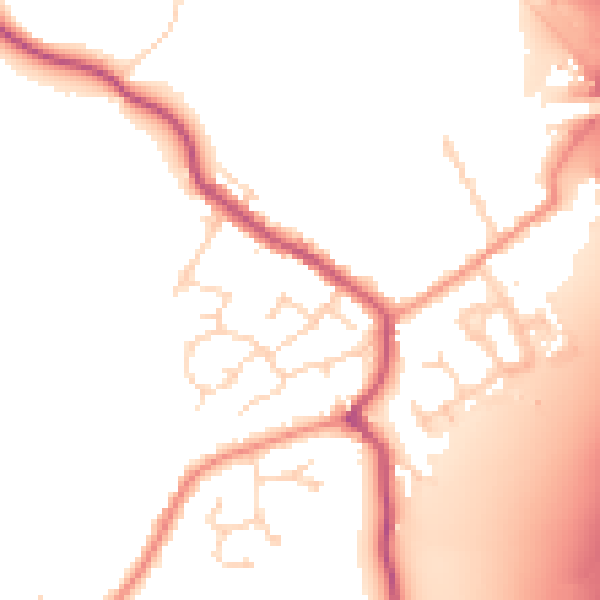 Daytime road noise heatmap for DE55 5TX