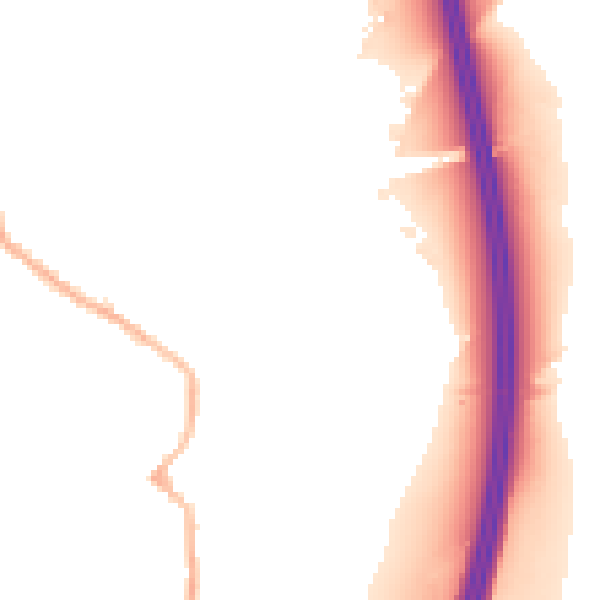 Night-time road noise heatmap for DE55 5TY