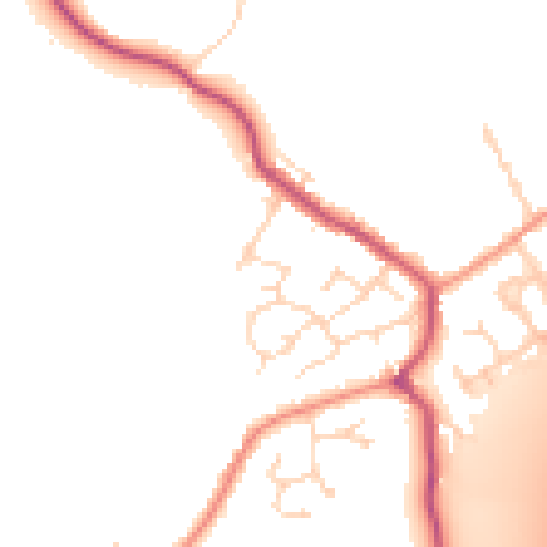 Daytime road noise heatmap for DE55 5UA