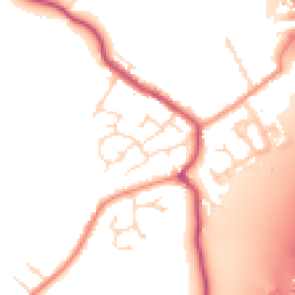 Daytime road noise heatmap for DE55 5UB