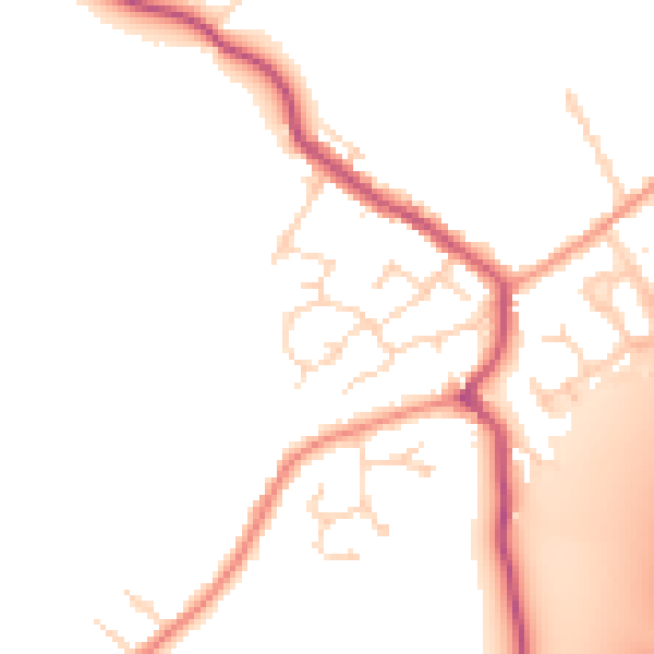 Daytime road noise heatmap for DE55 5UE