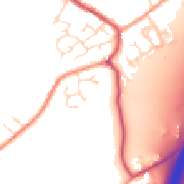 Daytime road noise heatmap for DE55 5UL