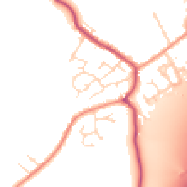 Daytime road noise heatmap for DE55 5UQ