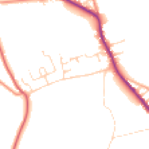 Daytime road noise heatmap for DE55 6AA