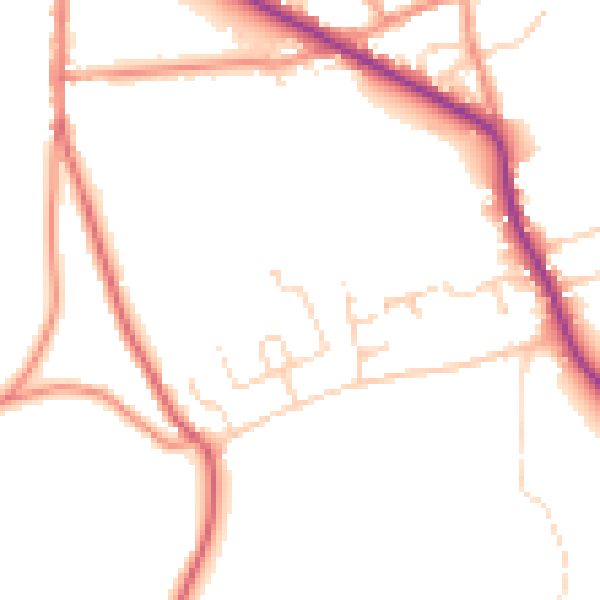 Daytime road noise heatmap for DE55 6AE