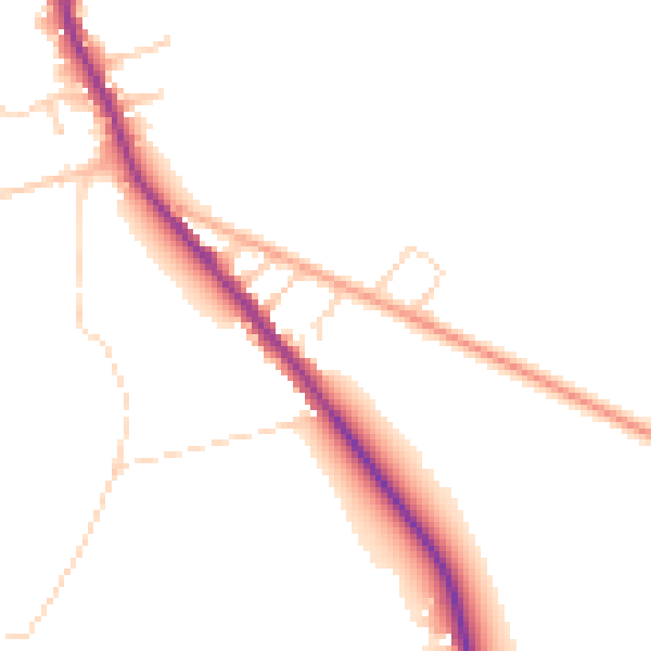 Daytime road noise heatmap for DE55 6AZ