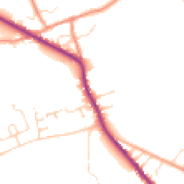 Daytime road noise heatmap for DE55 6BB