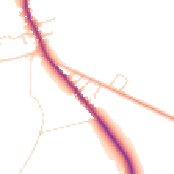 Daytime road noise heatmap for DE55 6BD