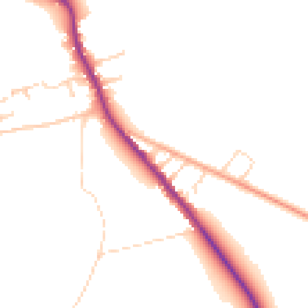 Daytime road noise heatmap for DE55 6BG