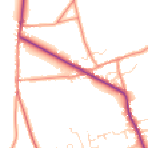 Daytime road noise heatmap for DE55 6BQ