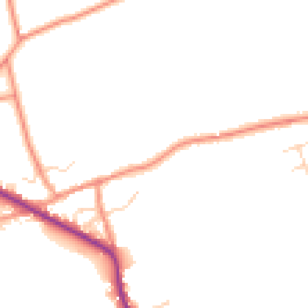 Daytime road noise heatmap for DE55 6BS