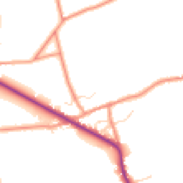 Daytime road noise heatmap for DE55 6BW